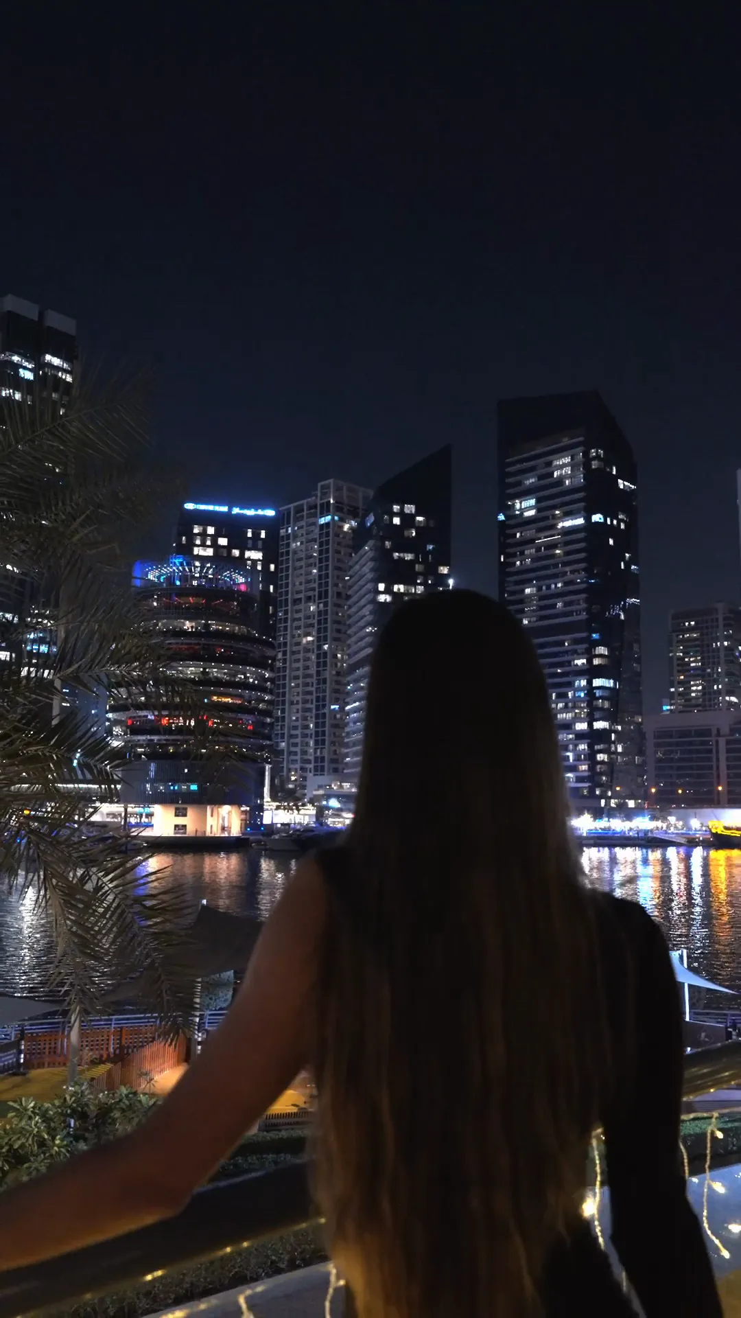 The Marina skyline from Isma's terrace at night