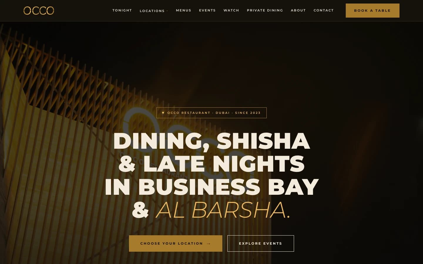 First screen of a restaurant website we built